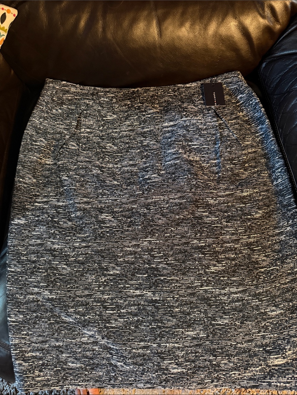Tommy Hilfiger Black and White Heathered Pencil Skirt
